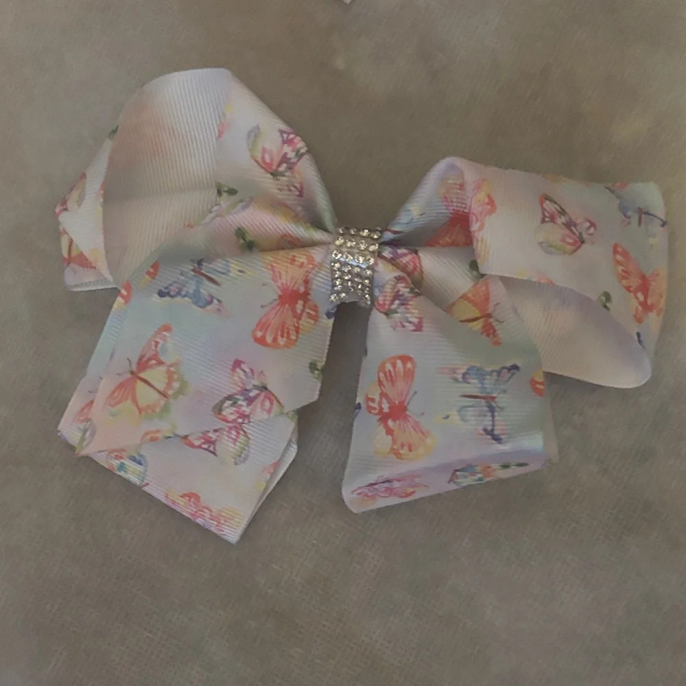 Floral Butterfly Ribbon Hair Bows
